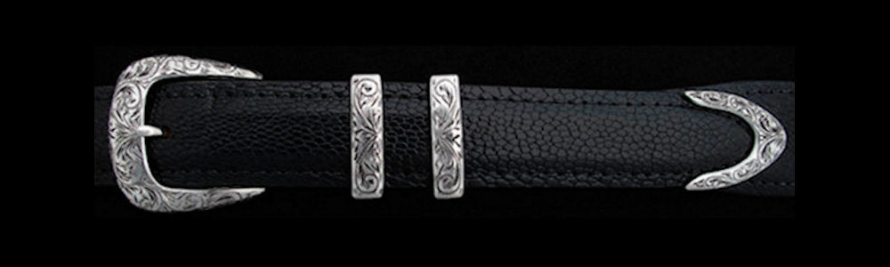 #0838 ENGRAVED MIDLAND Buckle Set for 1" Belts $415.00 for the 4-Pc Set. Smaller Combinations available by Special Order.