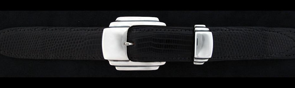 #0133 JETSON Buckle Set for 1" belts priced from $195.00 for the single buckle to $490.00 for the 4 pc set. Extra tips are available for $105.00 - Santa Fe Buckle Company