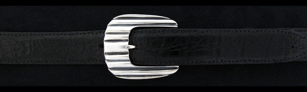 #0145 CADDY '56 Buckle Set for 1" belts from $240.00 for the single buckle to $555.00 for the 4 pc set. Extra tips are available for $115.00 - Santa Fe Buckle Company