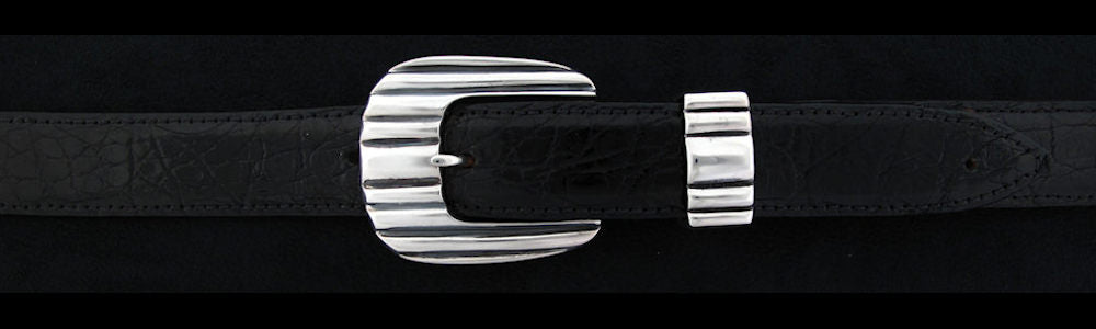 #0145 CADDY '56 Buckle Set for 1" belts from $240.00 for the single buckle to $555.00 for the 4 pc set. Extra tips are available for $115.00 - Santa Fe Buckle Company