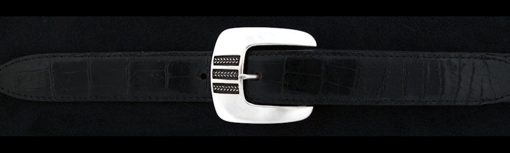 #0151 THREE BRAIDS Buckle Set for 1" belts from $240.00 for the single buckle to $590.00 for the 4 pc set. Extra tips are available for $120.00 - Santa Fe Buckle Company