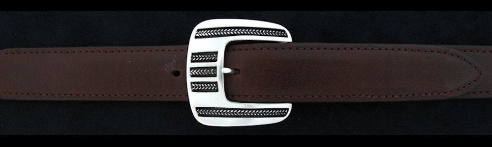 #0152 FIVE BRAIDS Buckle Set for 1" belts from $240.00 for the single buckle to $590.00 for the 4 pc set. Extra tips are available for $120.00 - Santa Fe Buckle Company