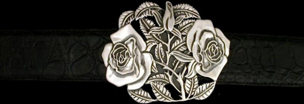 #0172 MINDY'S ROSES Single Piece for 1 1/2" belts $595.00 - Santa Fe Buckle Company