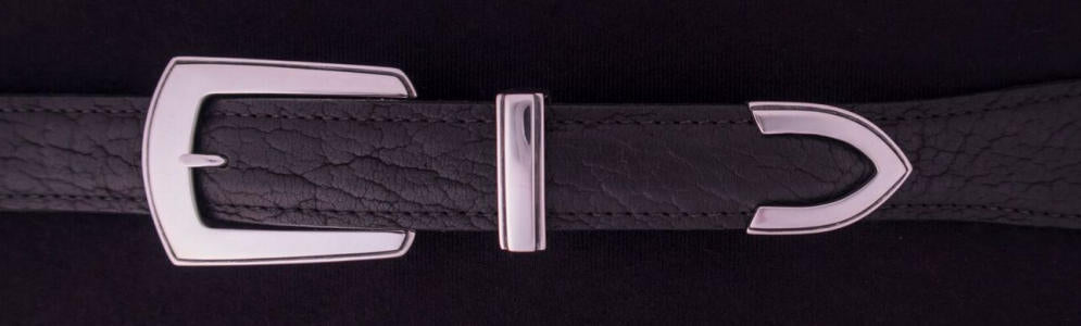 #0187 ELEGANT Buckle Set for 1" belts from $160.00 for the single buckle to $395.00 for the 4 pc set. Extra tips are available for $85.00 - Santa Fe Buckle Company