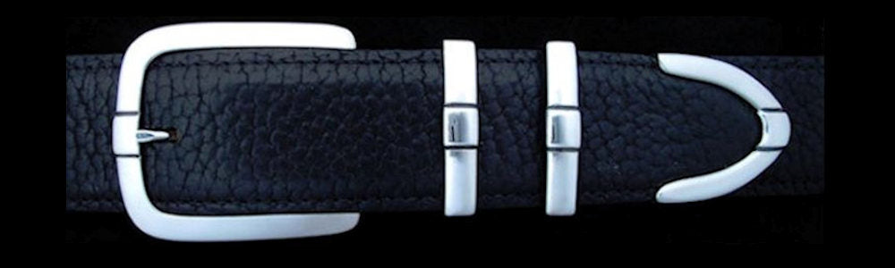 #0198 PARALLEL DOUBLE KEEPER Buckle Set for 1 1/2" belts from $175.00 for the single buckle to $460.00 for the 4 pc set. Extra tips are available for $135.00 - Santa Fe Buckle Company
