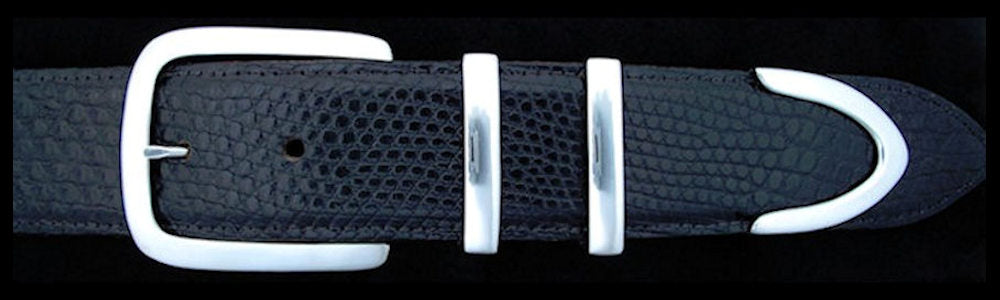 #0199 DOUBLE KEEPER Buckle Set for 1 1/2" belts from $175.00 for the single buckle to $460.00 for the 4 pc set. Extra tips are available for $135.00 - Santa Fe Buckle Company