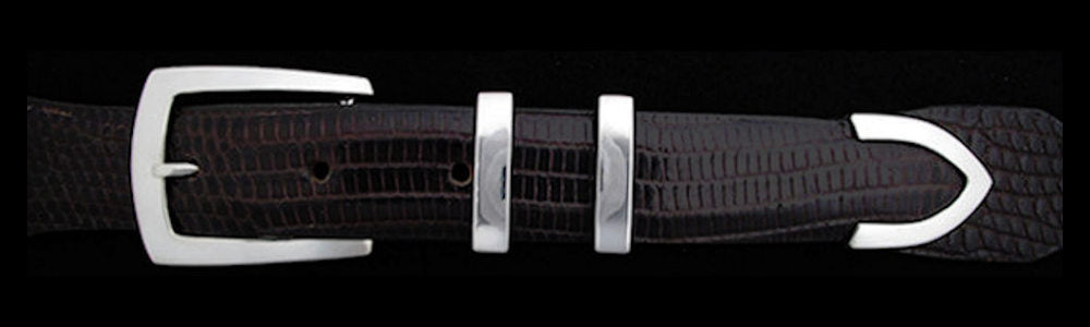 #0205 DK2  DOUBLE KEEPER Buckle Set for 1" belts from $115.00 for the single buckle to $285.00 for the 4 pc set. Extra tips are available for $70.00 - Santa Fe Buckle Company
