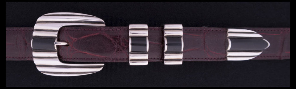 #2171BJ  STONE CADDY '56  with Black Jade Cabs 4 Pc Buckle Set for 1" belts $795.00. Special Order Extra Tip $195.00 - Santa Fe Buckle Company
