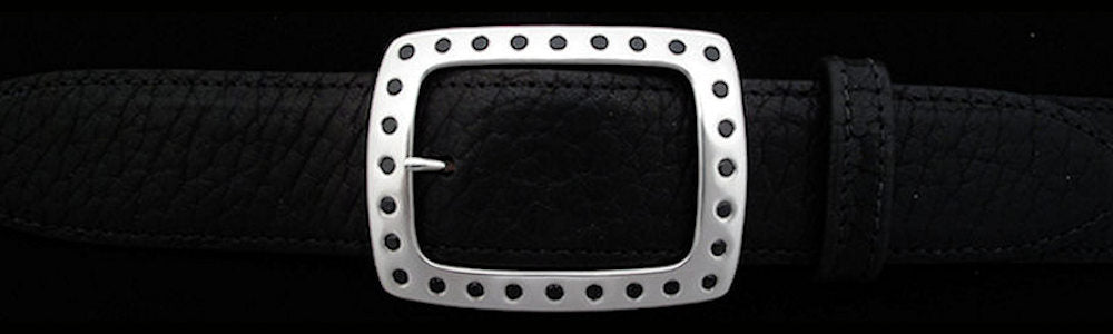#5194 CLASSIC GARRISON with 28 Black Spinel (4mm) Single Buckle for 1 1/2" belts $1175.00 - Santa Fe Buckle Company
