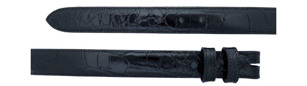 1 1/4" Straight Black Alligator Belt $285 - Santa Fe Buckle Company