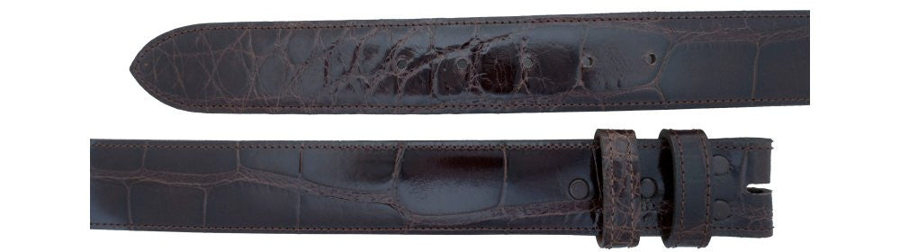 1 1/2" Straight Chocolate Alligator Belt $310 - Santa Fe Buckle Company