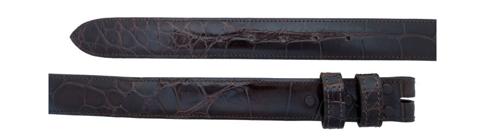 1 1/4" Straight Chocolate Alligator Belt $285 - Santa Fe Buckle Company